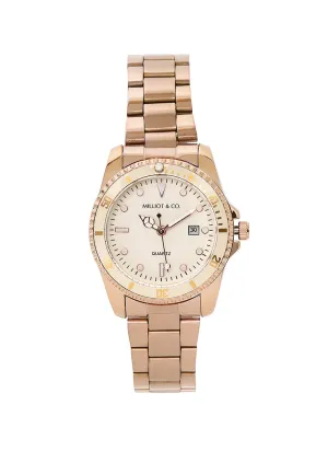 Victoria Rose Gold Stainless Steel Strap Watch (Beige)