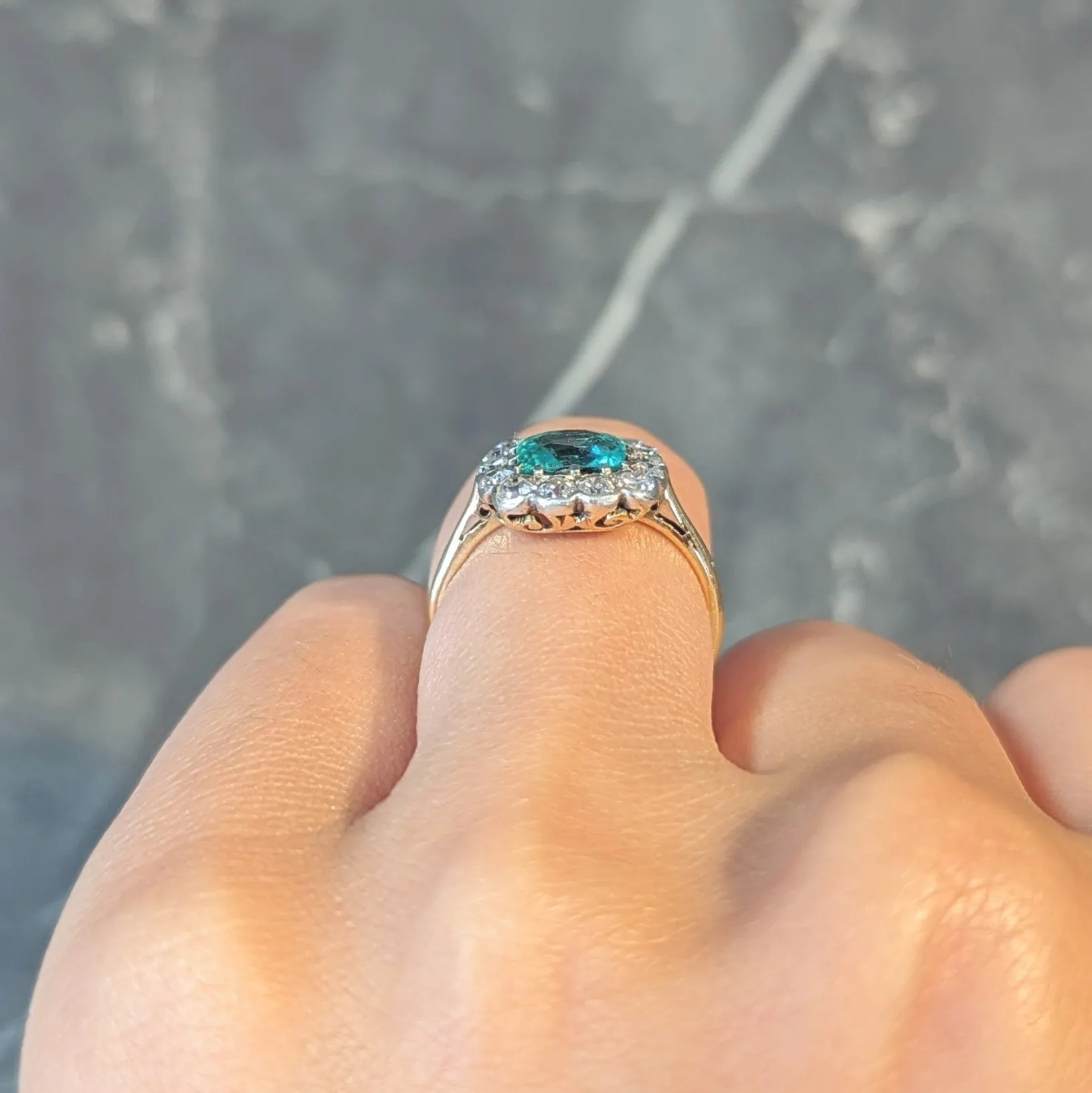 Victorian 2.15 CTW Colombian No Oil Emerald Diamond Silver 14 Karat Gold Antique Halo Ring GIA
