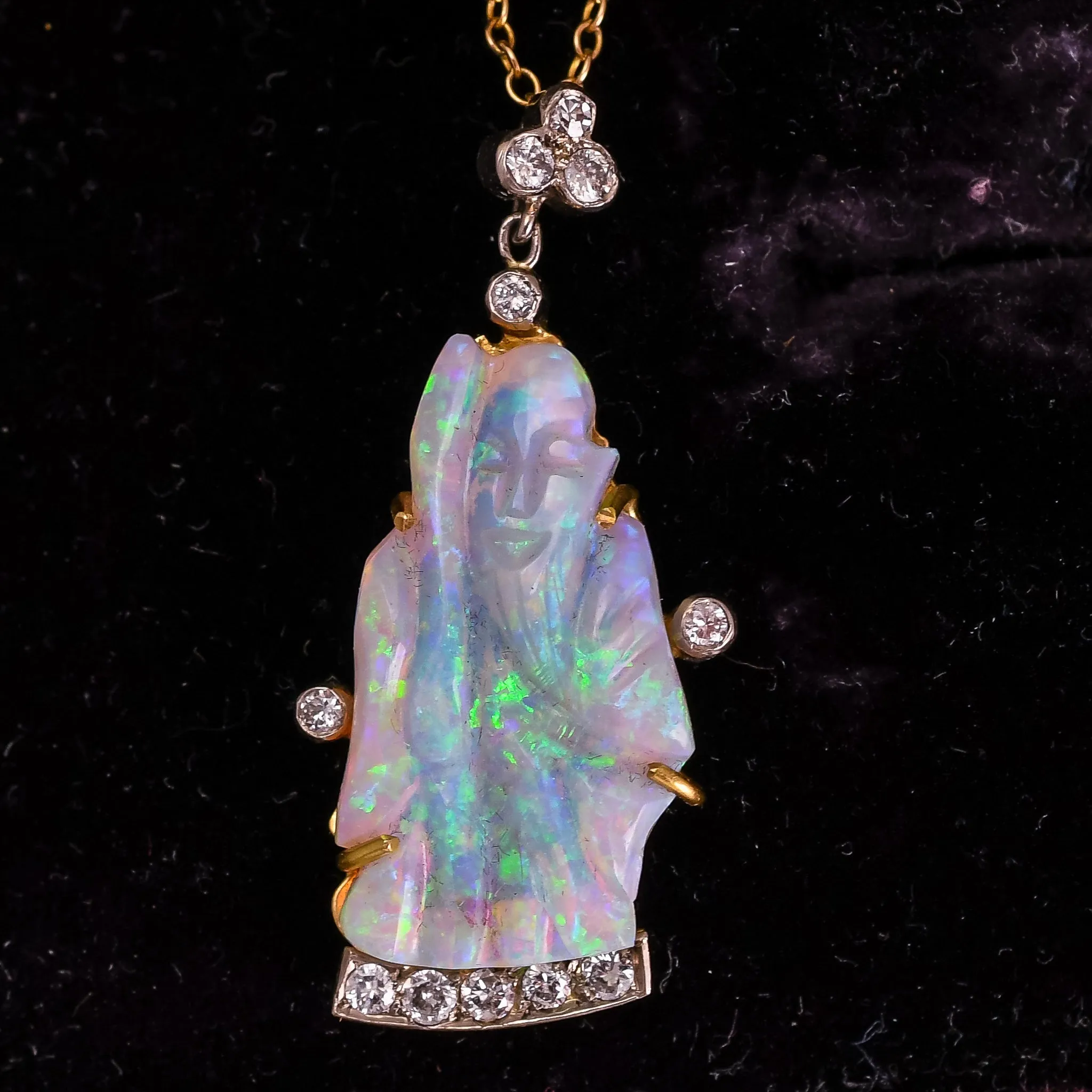 Victorian Carved Opal Buddha Pendant