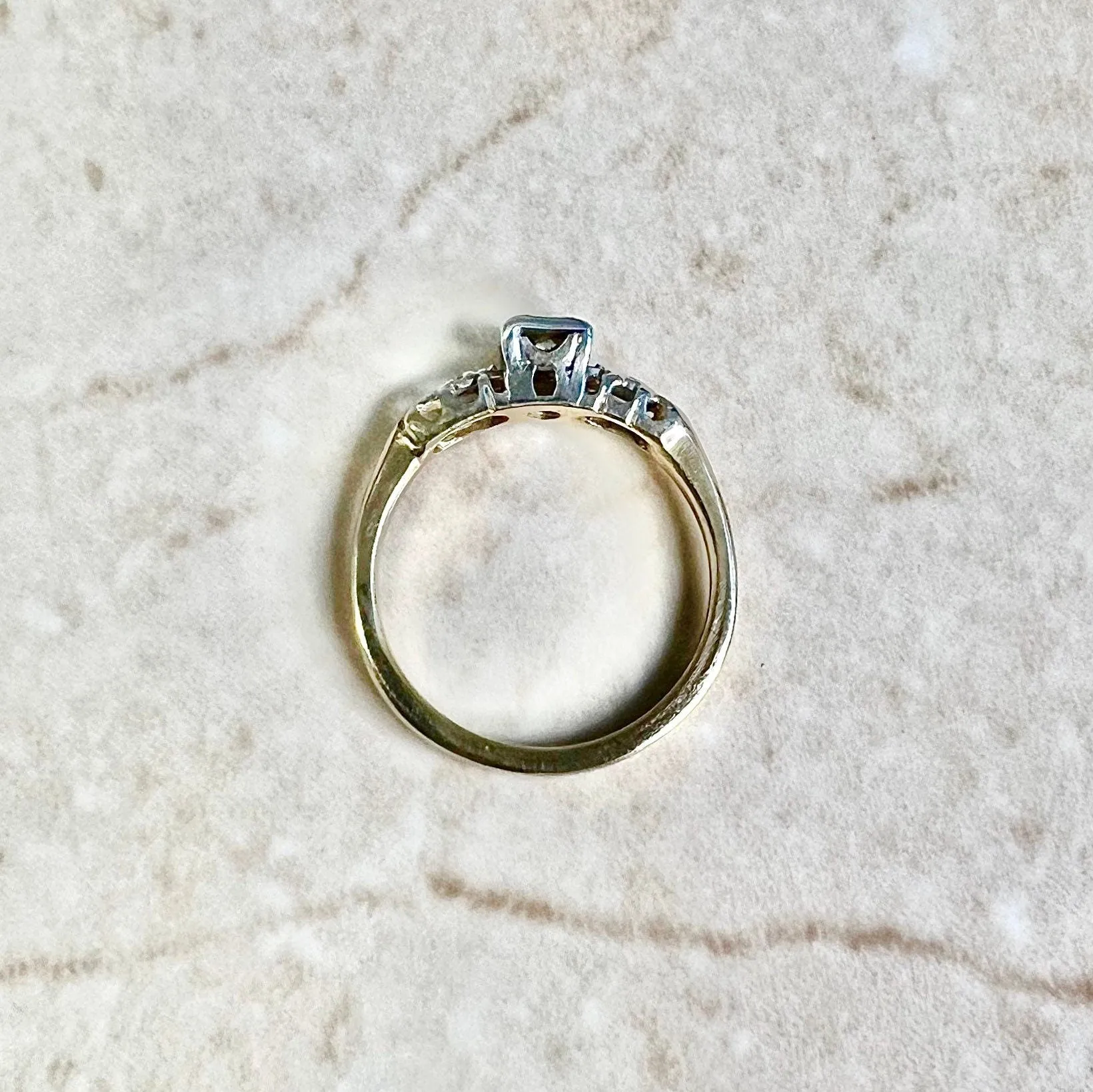 Vintage 1940’s Retro 14 Karat Yellow & White Gold Diamond Engagement Ring