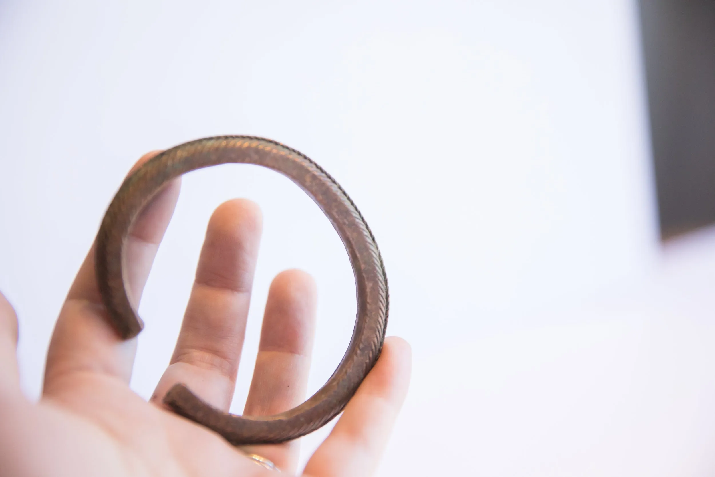 Vintage African Ridged Cuff Bracelet