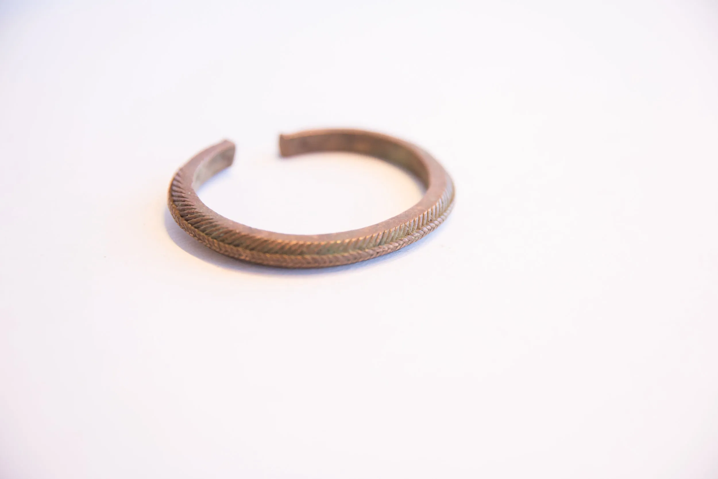 Vintage African Ridged Cuff Bracelet