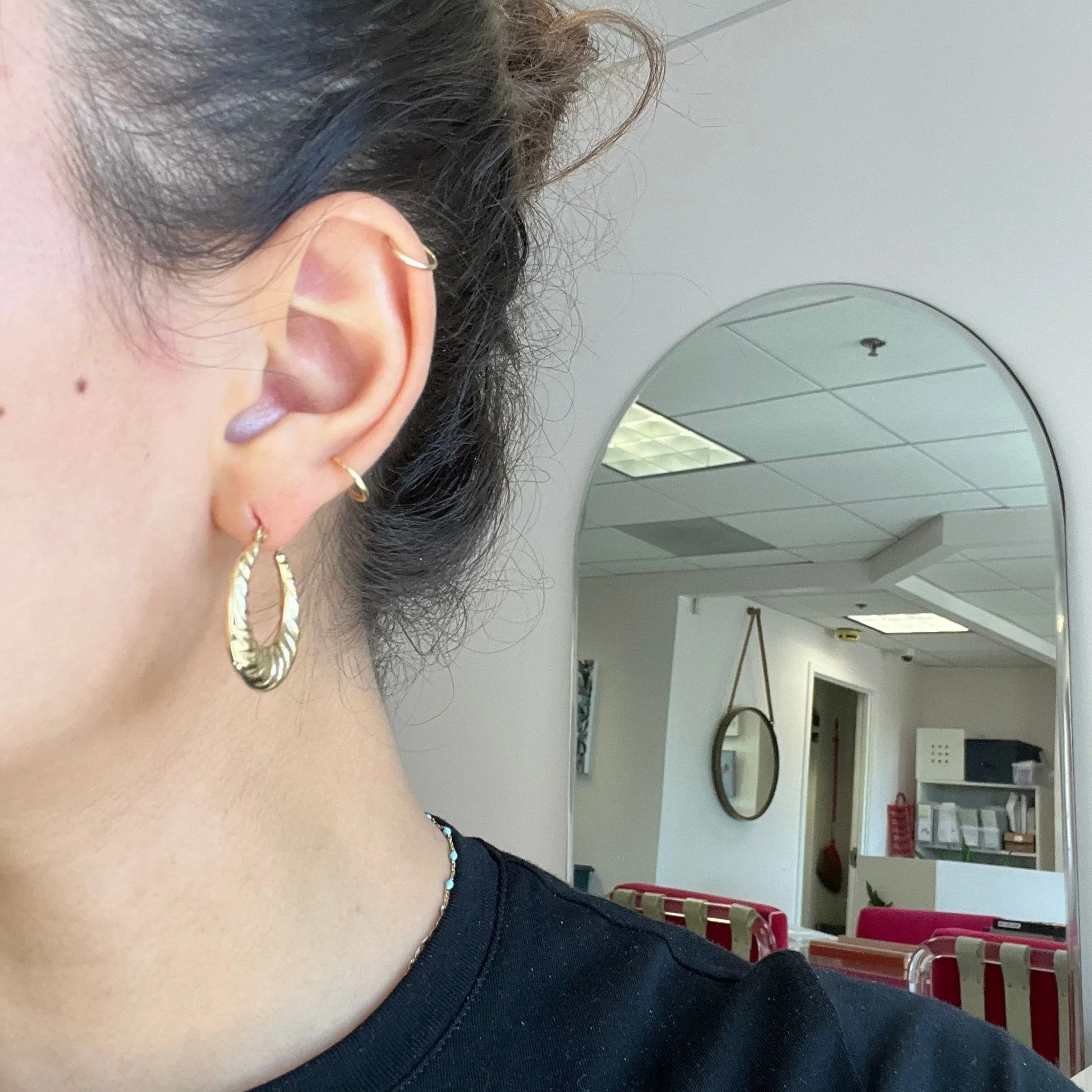 Vintage Wavy Etched Hoop Earrings