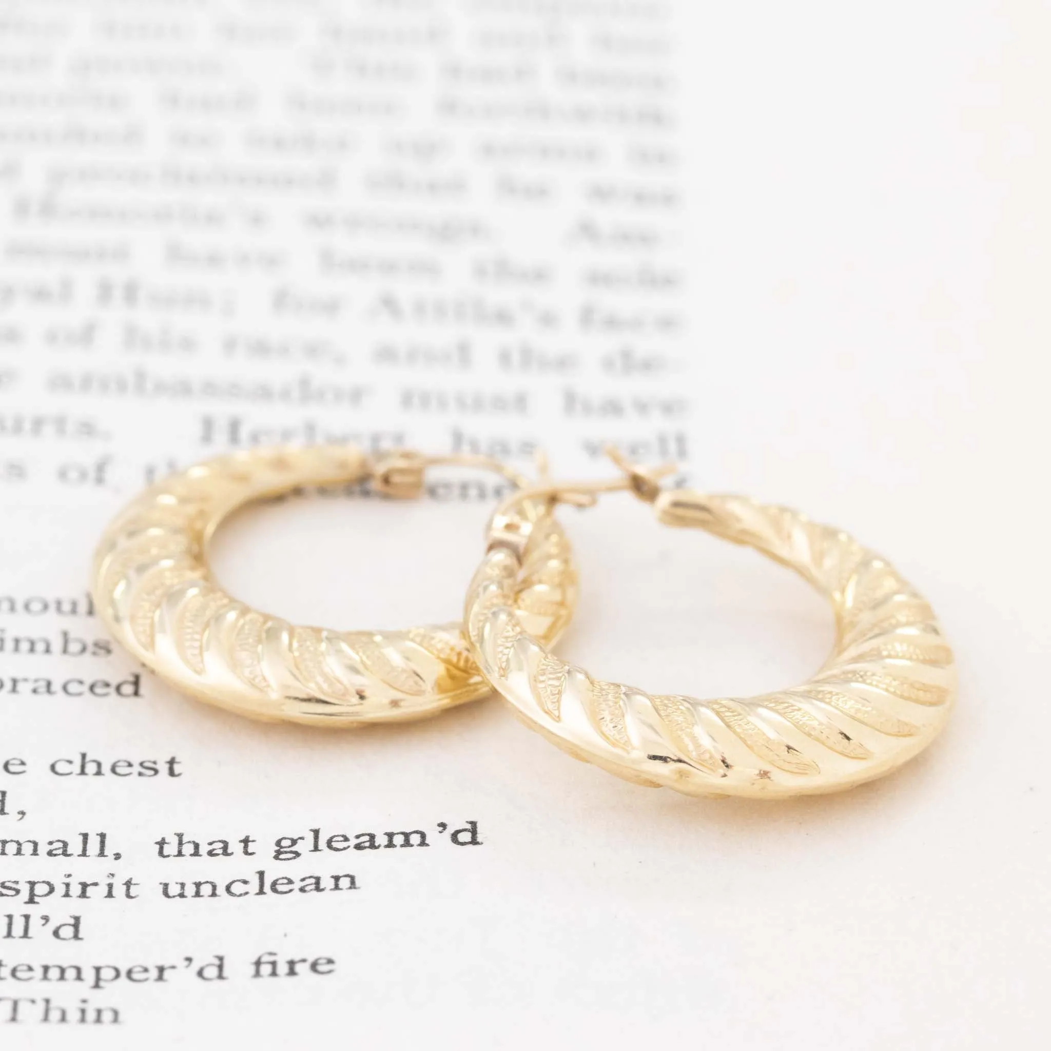 Vintage Wavy Etched Hoop Earrings