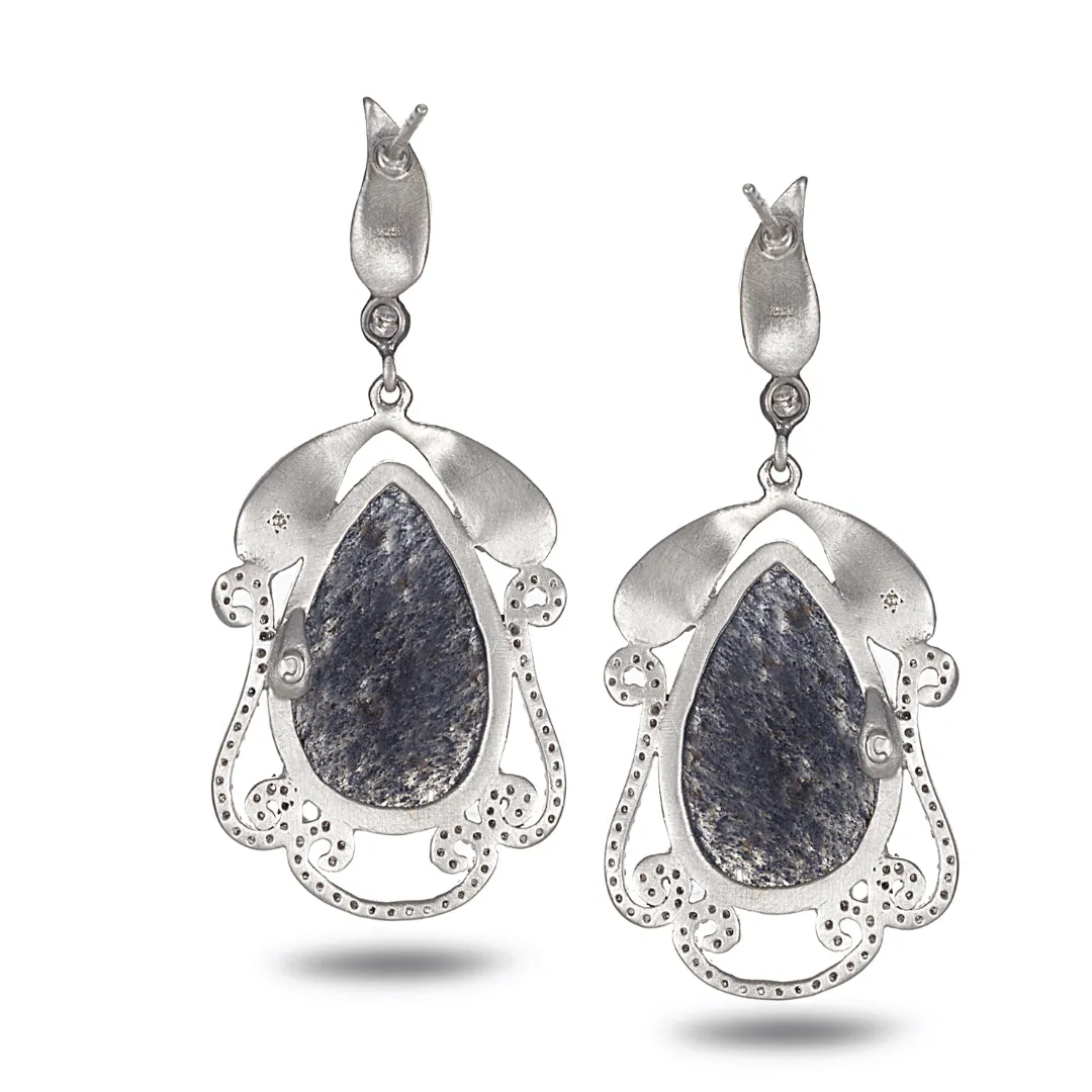 Vitality Sterling Silver Pear Shaped Blue Stone Drop Earring