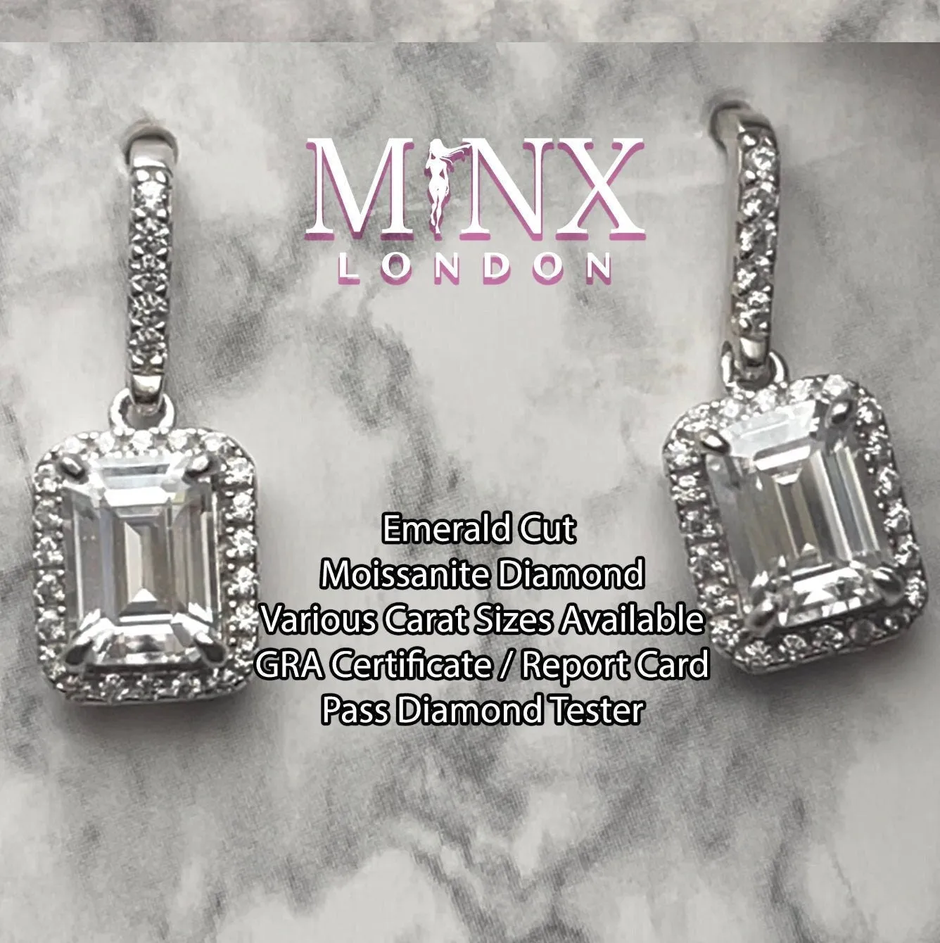 VVS1 Moissanite Diamond Earrings | Moissanite Diamond Earrings | Womens Emerald Earrings | Earrings | Moissanite Earrings | Emerald Earrings