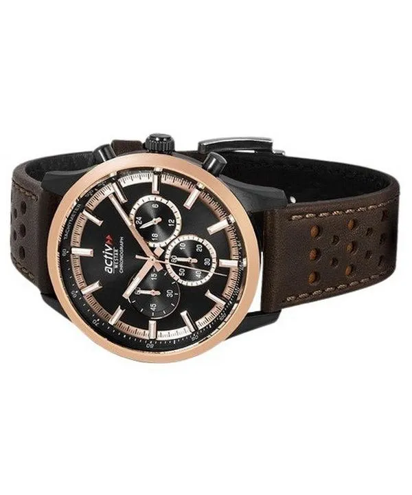Westar Activ Chronograph Leather Strap Black Dial Quartz 90265BPN603 100M Men's Watch