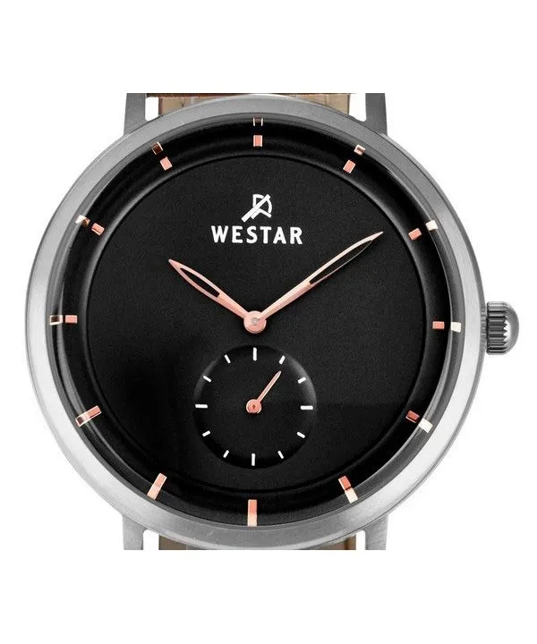 Westar Profile Leather Strap Black Dial Quartz 50246STN623 Mens Watch