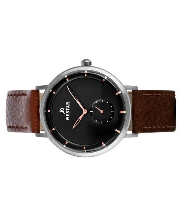 Westar Profile Leather Strap Black Dial Quartz 50246STN623 Mens Watch