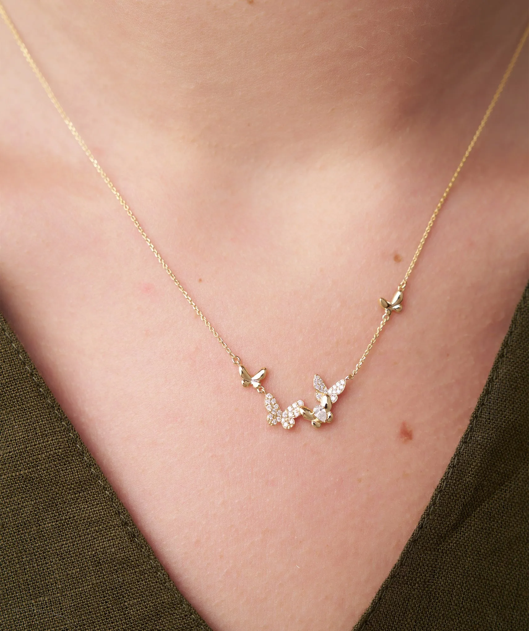 Whimsical Butterfly Cluster Necklace