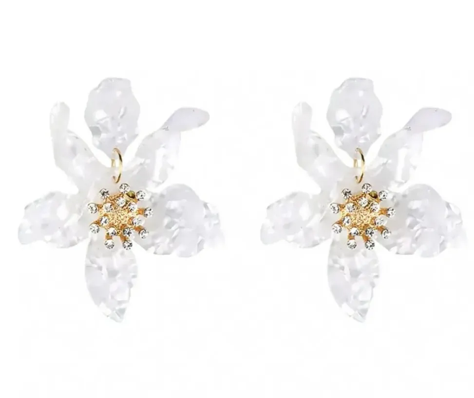 White Flower Earrings