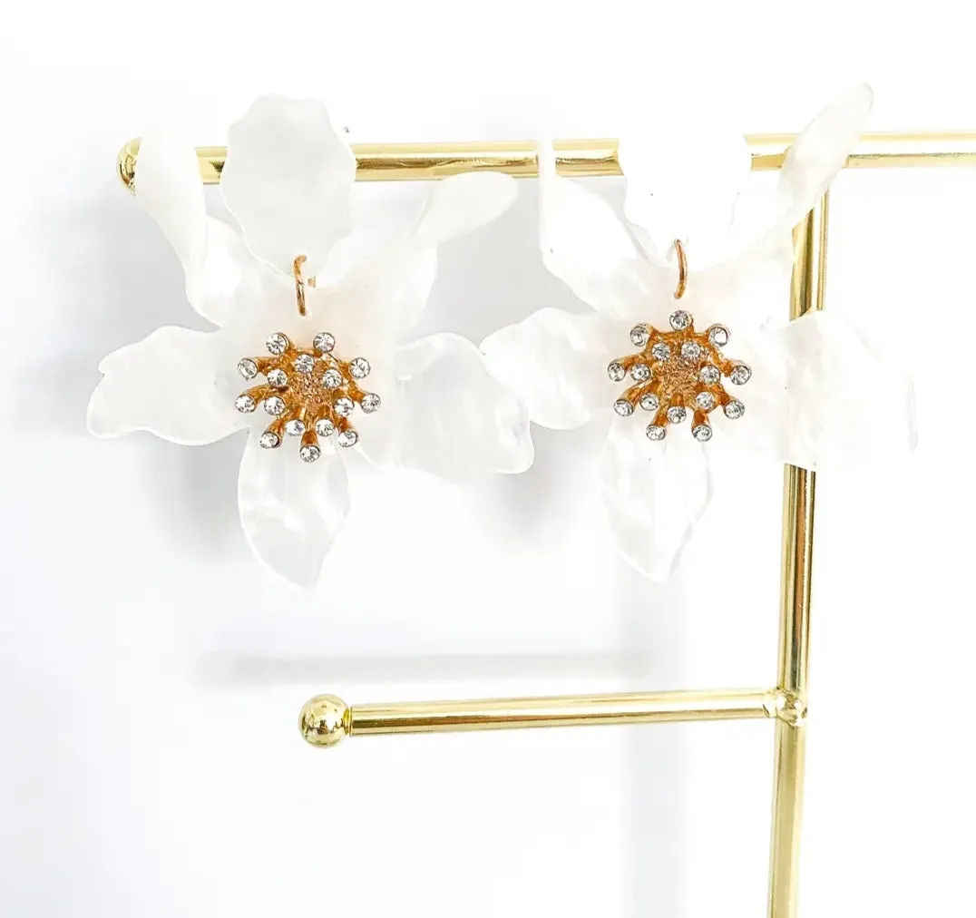 White Flower Earrings