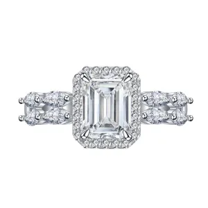 White Gold Emerald Cut Diamond Engagement Ring