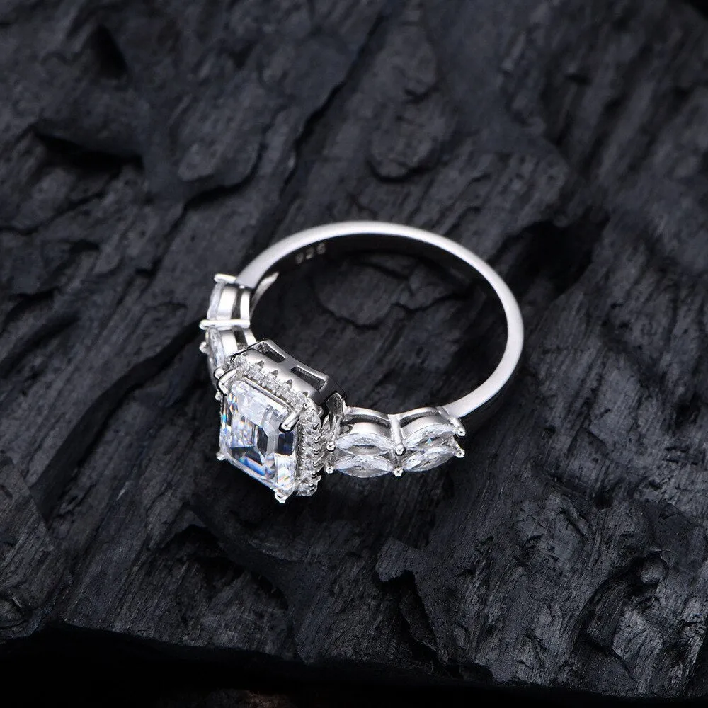 White Gold Emerald Cut Diamond Engagement Ring