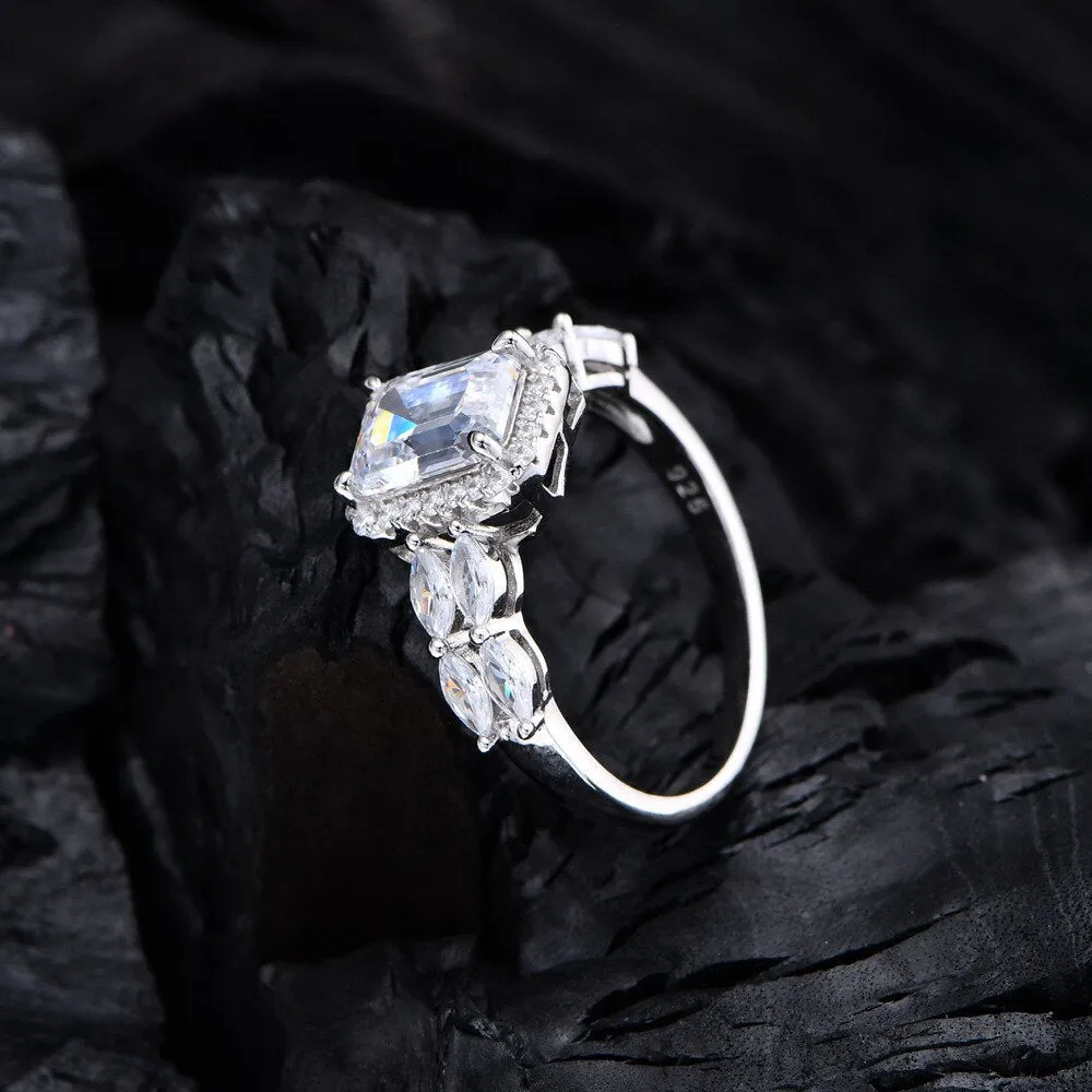 White Gold Emerald Cut Diamond Engagement Ring