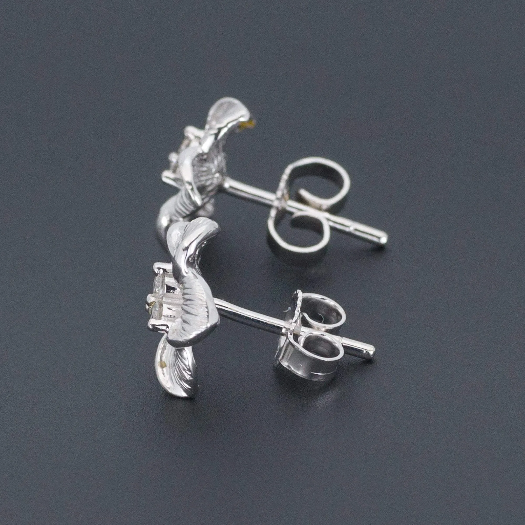 White Gold Flower Earrings | Vintage Diamond Flower Earrings