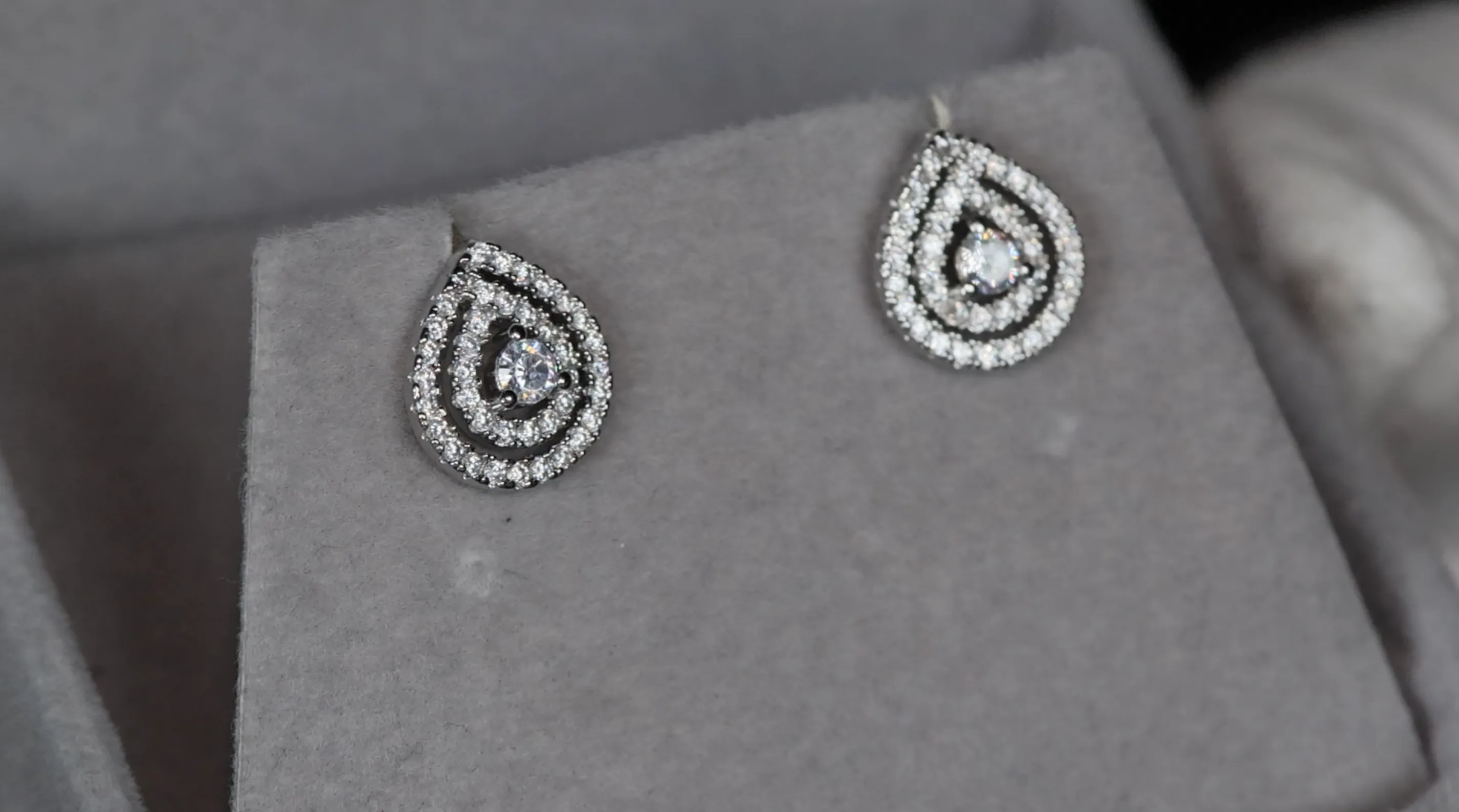Womens Diamond Ear Studs | Pear cut diamond ear studs