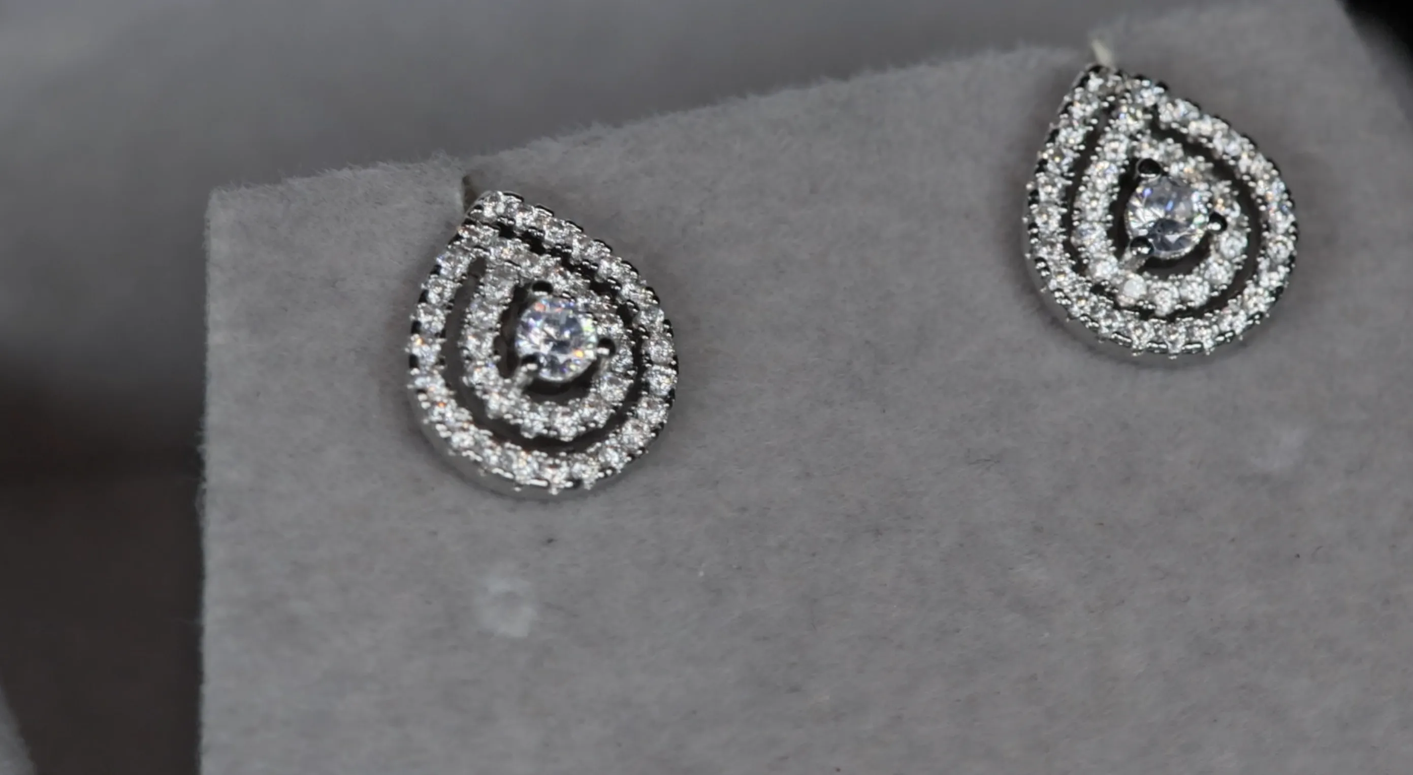 Womens Diamond Ear Studs | Pear cut diamond ear studs