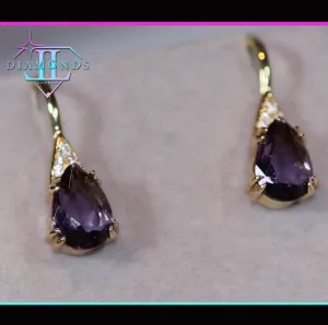 Womens Diamond Earrings | Purple Diamond Earrings | Earrings | Diamond Earrings | Teardrop Earrings | Womens Earrings | Dangle Earrings