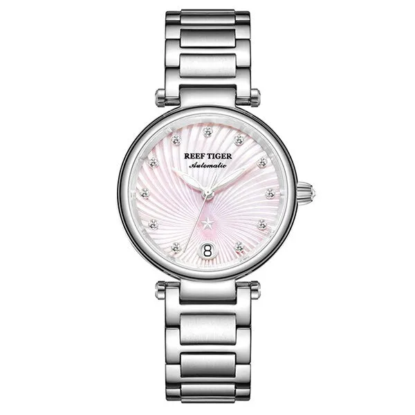 Women's Stainless Steel Diamond Automatic Wristwatch