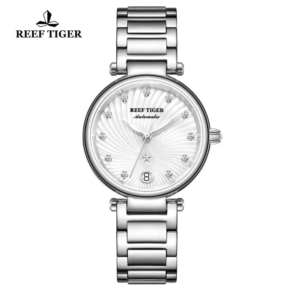 Women's Stainless Steel Diamond Automatic Wristwatch