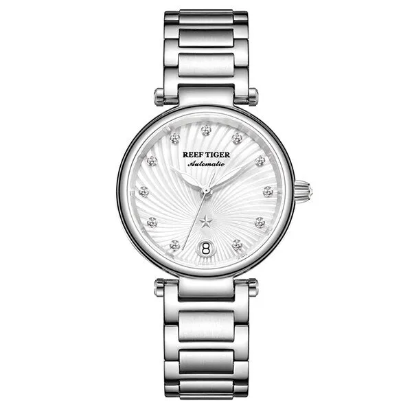 Women's Stainless Steel Diamond Automatic Wristwatch