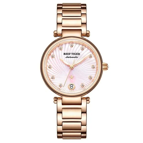 Women's Stainless Steel Diamond Automatic Wristwatch