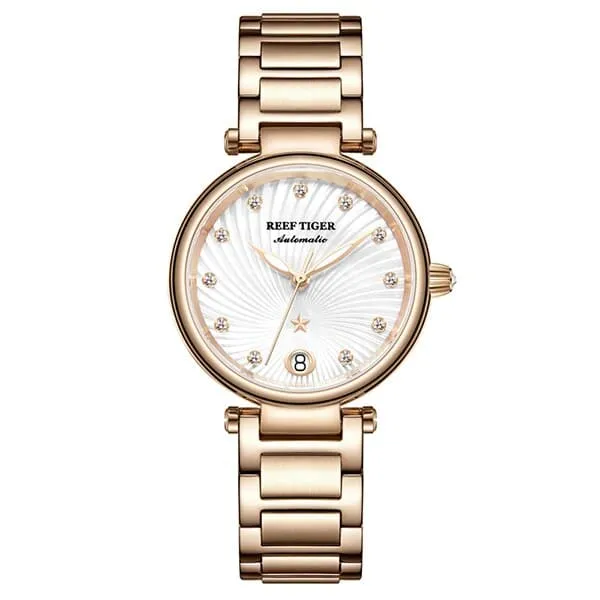 Women's Stainless Steel Diamond Automatic Wristwatch