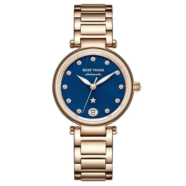 Women's Stainless Steel Diamond Automatic Wristwatch