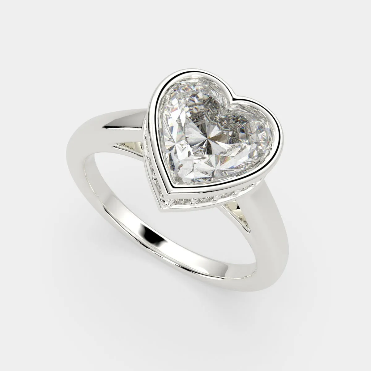 Xenia Heart Cut Halo Pave Solitaire Engagement Ring Setting
