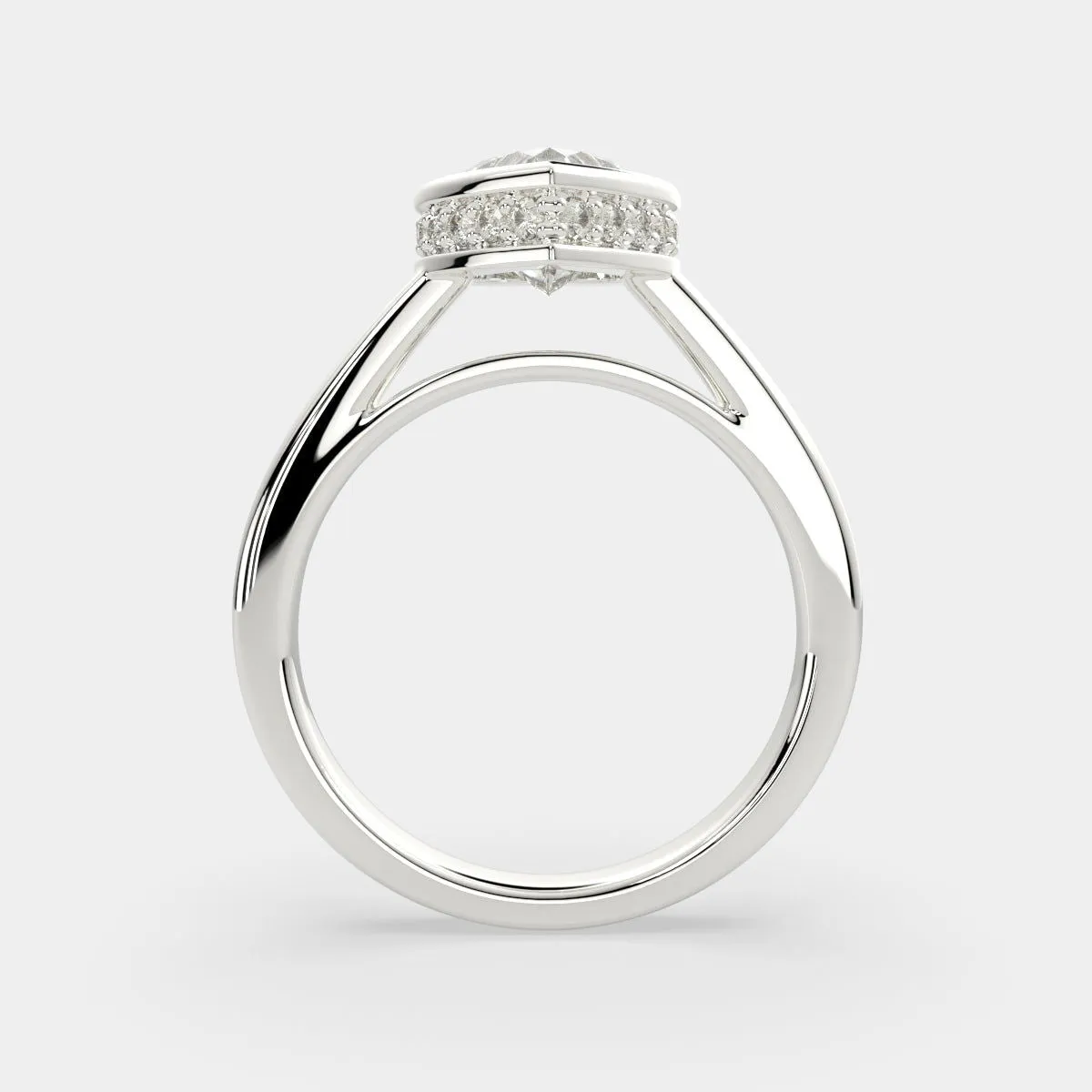 Xenia Heart Cut Halo Pave Solitaire Engagement Ring Setting