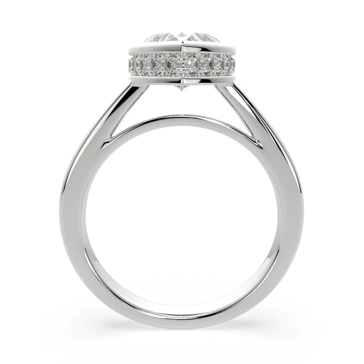Xenia Heart Cut Halo Pave Solitaire Engagement Ring Setting