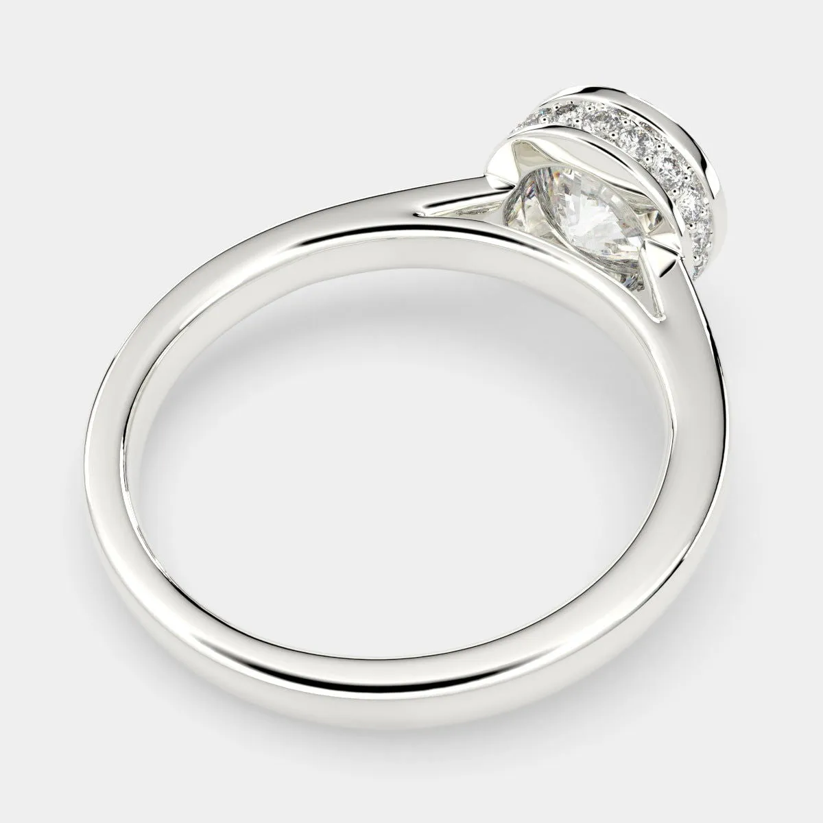 Xenia Round Cut Halo Pave Solitaire Engagement Ring Setting