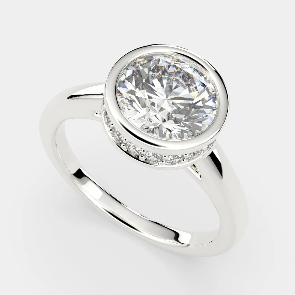 Xenia Round Cut Halo Pave Solitaire Engagement Ring Setting