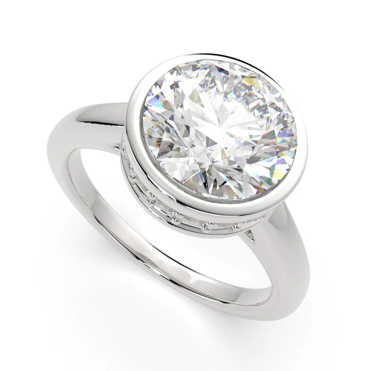 Xenia Round Cut Halo Pave Solitaire Engagement Ring Setting