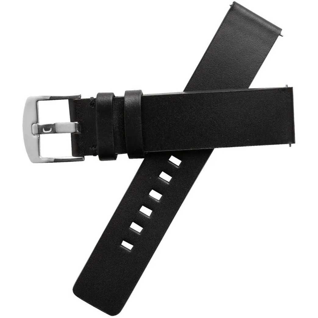 Xeric 20mm American Horween Black/Silver Leather Strap