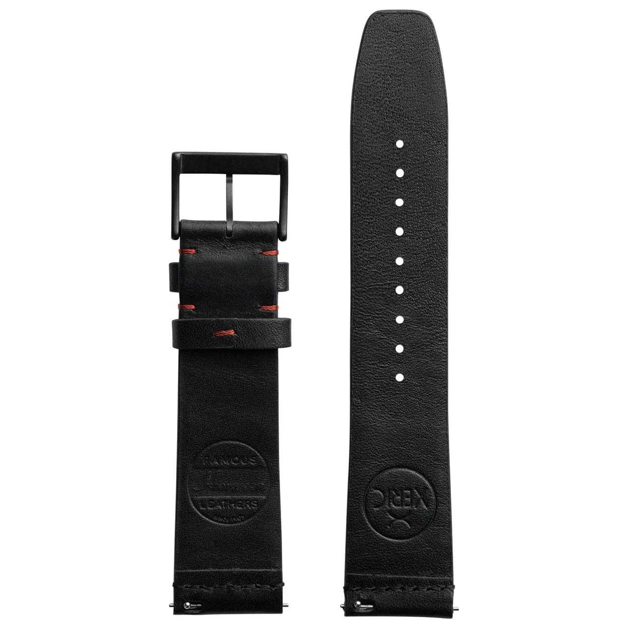 Xeric 22mm Ribbed Horween Leather Black/Red Strap Black Buckle