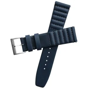 Xeric 22mm Ribbed Horween Leather Navy Strap Silver Buckle