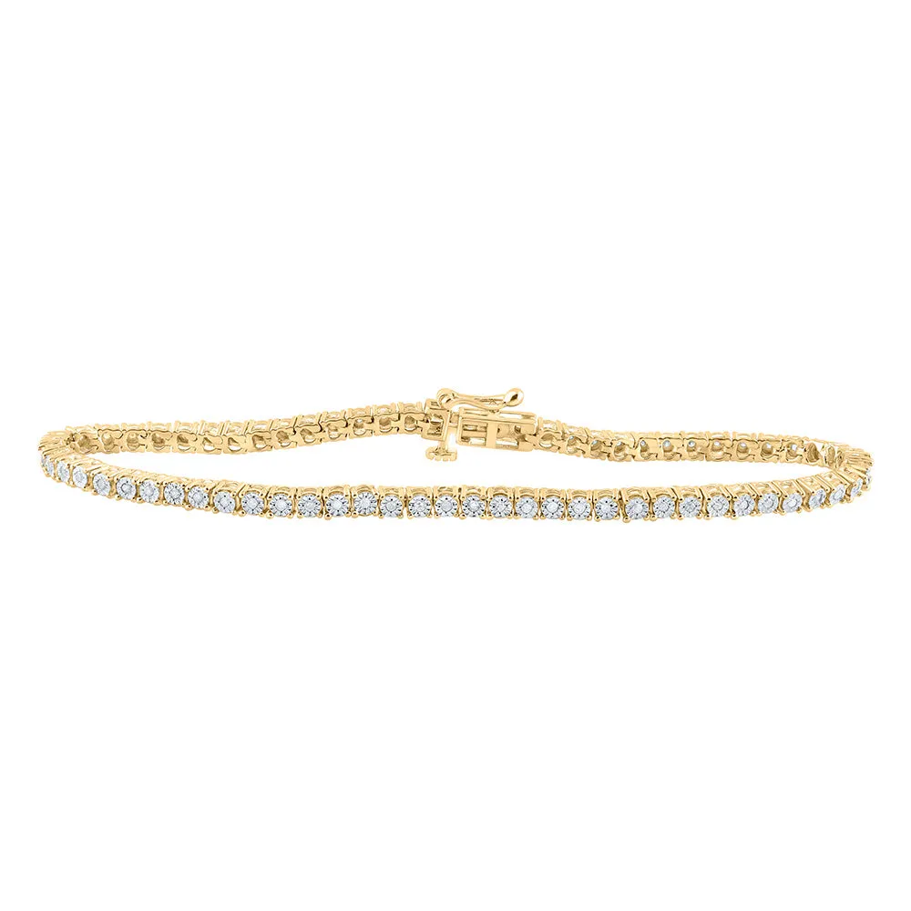 Yellow-tone Sterling Silver Womens Round Diamond Fashion Bracelet 1/2 Cttw